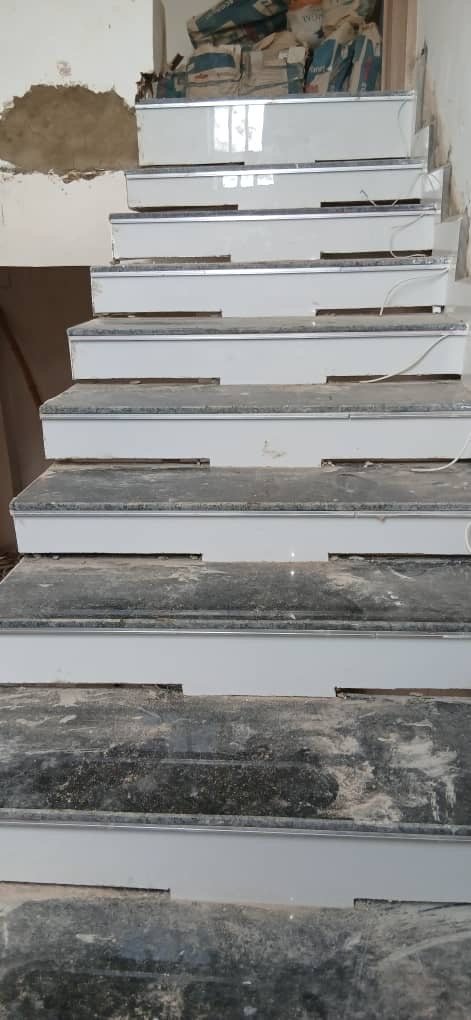 Staircase stone finish and tiling work in Enugu